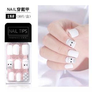 30 Piece Press on Nails-White
